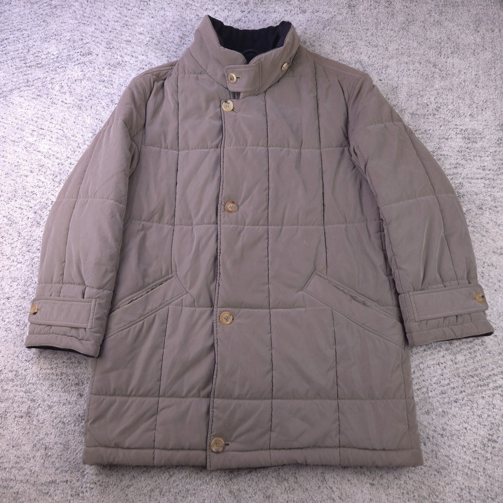 Canali Coat Men Size 50 Large Overcoat Insulated Winter Button Zip Made In Italy